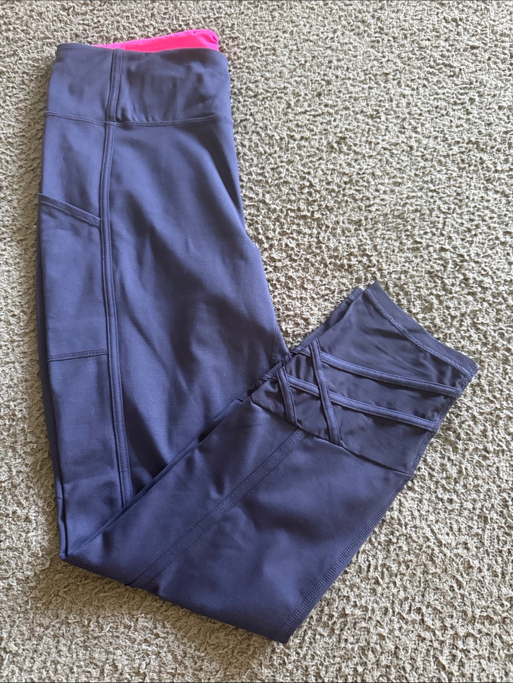 Lilly Pulitzer Blue Athletic Leggings with Gold Logo